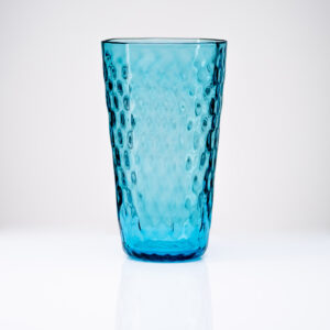 House-made Copper Blue Octogon Pint Glass with Diamond Texture