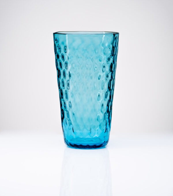 House-made Copper Blue Octogon Pint Glass with Diamond Texture