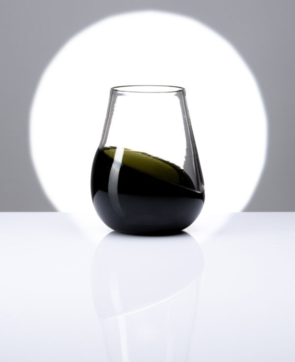 Flow Drip Series; Deep Moss Grey, Wine Glass