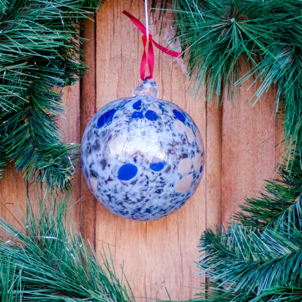 Light Blue Confetti Glass Ornament