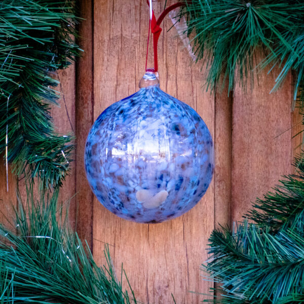 Light Blue Confetti w. Optics Glass Ornament