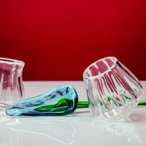 Glass calla lily flower with FANCY Wobble and FANCY Limestone glasses