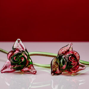 Pair of glass roses
