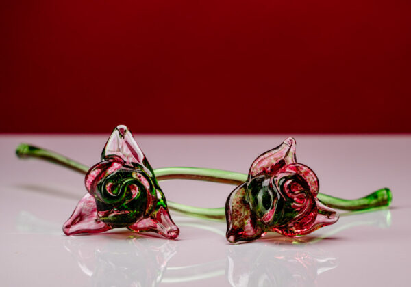 Pair of glass roses