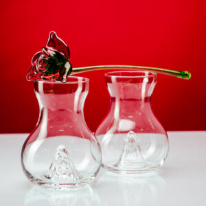 Glass rose with two Sequel glasses
