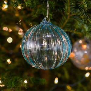Teal Ribbed Ornament